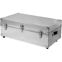 Underbed Steel Trunk with Wheels (Smooth or Embossed) - Silver - Smooth - Underbed