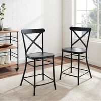 Camille 2Pc Metal Counter Stool Set - 19.25 W x 19.25 D x 40.24 H - Set of 2 - Matte Black - Counter height