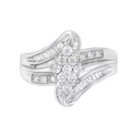 10K White Gold 1/2ct TDW Diamond Cluster Ring(H-I, I2-I3) - Choice of size