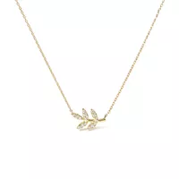 10K Yellow Gold 1/10 Cttw Diamond Leaf and Branch 18" Pendant Necklace (H-I Color, I1-I2 Clarity)