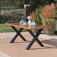 Islamorada Outdoor Rectangle Light-Weight Concrete Dining Table by Christopher Knight Home - Brown Walnut + Black