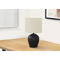 Lighting - 17"H Table Lamp Black Ceramic / Ivory Shade
