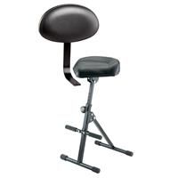 K & M 14047-000-55 Musician's Stool with Pneumatic Spring Height Adjustment, Black Leather - With K & M 14032 Imitation Leather Oval Backrest