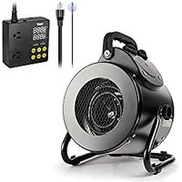 iPower Electric Heater Fan with Digital Cooling Thermostat Controller for Greenhouse, Grow Tent, Workplace, Overheat Protection, Fast Heating, Spraywater Proof IPX4, Black Greenhouse Heater
