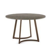 Amisco Josie 48" Round Dining Table - Greyish-Brown TFL / Bronze Metal