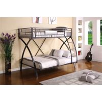 Furniture of America Santrey Twin over Full Bunk Bed in Gun Metal and Chrome