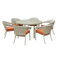Brook Hill 7pc Woven Dining Set with Seat Pads - Beige - 7-Piece Sets