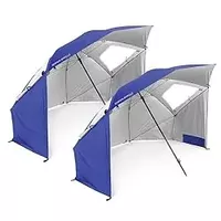 Sport-Brella Super-Brella SPF 50+ Sun and Rain Canopy Umbrella for Camping, Beach and Sports Events (8-Foot, Blue, 2-Pack)