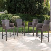 Anaya Outdoor Wicker Barstool (Set of 4)  by Christopher Knight Home - N/A - Brown