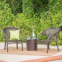 Hamburg Outdoor 3-Piece Wicker Stacking Chair Chat Set by Christopher Knight Home - Multibrown