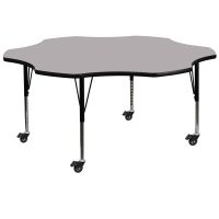 17.37-25.37-Inch Height-adjustable Chrome Mobile Preschool Activity Table - Gray