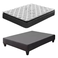 Carter Queen Dark Grey Platform Bed with Dream 12 in. Pocket Spring Mattress