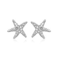 Sterling Silver Petite Starfish Earrings with Cubic Zirconias 