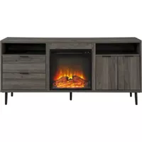 Walker Edison - Modern Two Drawer Fireplace TV Stand for Most TVs up to 65” - Slate Grey