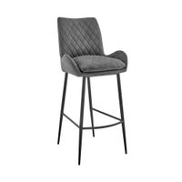 Panama Counter or Bar Height Stool in Charcoal Fabric and Black Finish - Bar height/Bar Height - 29-32 in.