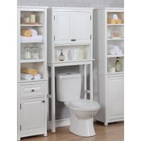 Porch & Den Everest Over-the-Toilet Space Saver Storage with Upper Cabinet and Open Shelf - Painted - White