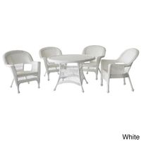 5-piece Resin Wicker Dining Set - White