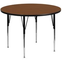 21.25-30.25-Inch Height-adjustable Steel/ Laminate Round Activity Table - Oak