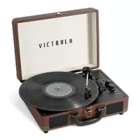 Victrola - Bluetooth Suitcase Record Player with 3-speed Turntable - Dark Brown