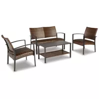 Zariyah Outdoor Love/Chairs/Table Set (Set of 4)