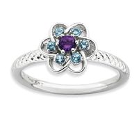 Sterling Silver Affordable Expressions Amethyst & Topaz Stackable Ring - 8