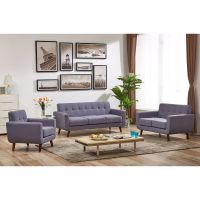 Grace Mid-Century Tufted Upholstered Rainbeau Living Room Sofa, Loveseat, and Chair 3-piece Set - Taupe Grey