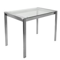 LumiSource Fuji Contemporary Stainless Steel Counter Table - Silver - Glass - Glass Finish