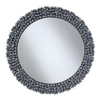 Round Wall Mirror with Textural Frame Grey