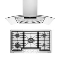2 Piece Kitchen Package with 36" Gas Cooktop & 36" Ducted Island Range Hood - Silver
