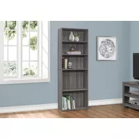Bookshelf/ Bookcase/ 6 Tier/ 72"H/ Office/ Bedroom/ Laminate/ Grey/ Transitional