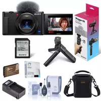 Sony ZV-1 Compact 4K HD Camera, Black Bundle with Sony Vlogger Accessory Kit, Bag, Mic, Flexible Tripod, Extra Battery and Accessories