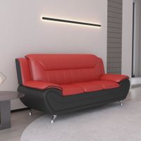 William Street 79.2" Faux Leather Pillow Top Arm Sofa - Red/Black