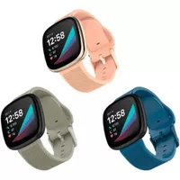 WITHit - Fitbit Versa 3 & Fitbit Sense Silicone One size fits all Watch band - Navy/Light Gray/Blush Pink