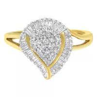 10K Yellow Gold 1/2ct. TDW Diamond Cluster Ring (I-J, I1-I2) Choice of size
