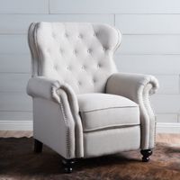 Walder Tufted Nailhead Fabric Recliner by Christopher Knight Home - Wheat