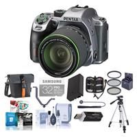 Pentax K-70 24MP Full HD DLR Camera with SMC DA 18-135mm f/3.5-5.6 ED AL DC WR Lens, Silver - Bundle with Holster Case, Spare Battery, Tripod, 62mm Filter Kit, Cleaning Kit, Software Package and More