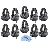 Audio-Technica 10 Pack ATH-M20x Professional Monitor Headphones, 96dB, 15-20kHz, Black - With Microfiber Cloth