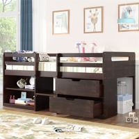 Merax Twin Loft Bed with Two Shelves and Two drawers - Espresso