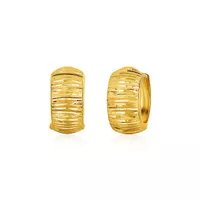 14k Yellow Gold Diamond Cut Hoop Design Earrings