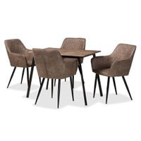 Belen Modern Transitional Faux leather-like polyester Dining Set(5pc) - Grey, brown, black