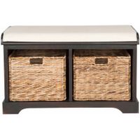 SAFAVIEH Freddy Brown Woven Storage Basket Bench - 33.5" x 16.1" x 19.9" - Pine/Fabric/Wood - Fabric - Brown