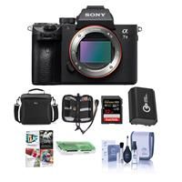 Sony Alpha a7 III 24MP UHD 4K Mirrorless Digital Camera (Body Only) - Bundle 32GB SDHC U3 Card, Camera Case, Spare Battery, Cleaning Kit, Memory wallet, Card Reader, PC Software Package