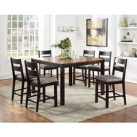 Willingham Transitional Espresso Wood 7-Piece Counter Height Table Set by Furniture of America - Dark Oak/Espresso