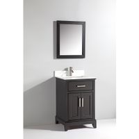 Vanity Art 24" Single Sink Bathroom Vanity Set with Engineered Marble Top and Free Mirror - Espresso