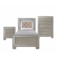 Silver Orchid Odette Glamour Youth Twin Platform 3-piece Bedroom Set - Champagne