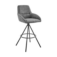 Odessa Counter or Bar Height Stool in Charcoal Fabric and Black Finish - Bar height/Bar Height - 29-32 in.
