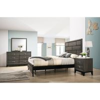 Roundhill Furniture Stout Panel Bedroom Set with Bed, Dresser, Mirror, Night Stand - Queen