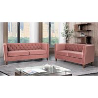 Lisette Velvet 2PCs Living Room Set Sofa & Loveseat - Pink