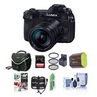 Panasonic Lumix G9 Mirrorless Camera, Black with Lumix G Leica DG Vario-Elmarit 12-60mm F/2.8-4.0 Lens - Bundle With 32GB SDHC U3 Card, Spare Battery, Camera Case, Cleaning Kit, Software Package And More