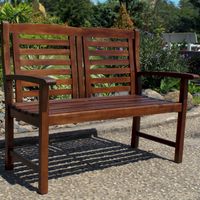 International Caravan Highland Trinidad Garden Bench - Eco-Friendly/Water Resistant/Backed - Brown - Wood - Assembly Required - Traditional/Modern & Contemporary